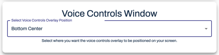 Voice Controls Window example