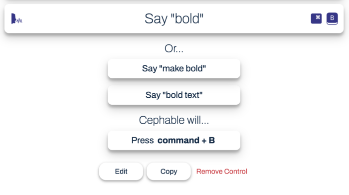 Bold Voice Control Edit Control, Delete, Edit or Remove