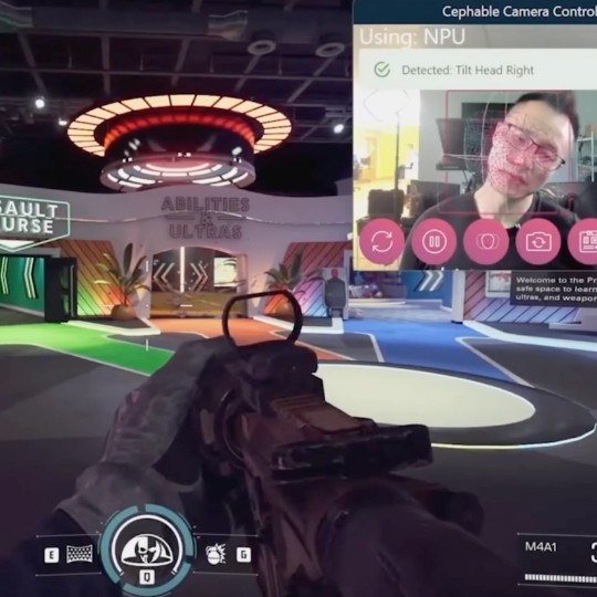 Cephable camera controls detecting head tilt in an FPS game for seamless hands-free navigation and accessible gaming controls