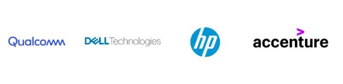 Logos of Qualcomm, Dell, HP and Accenture