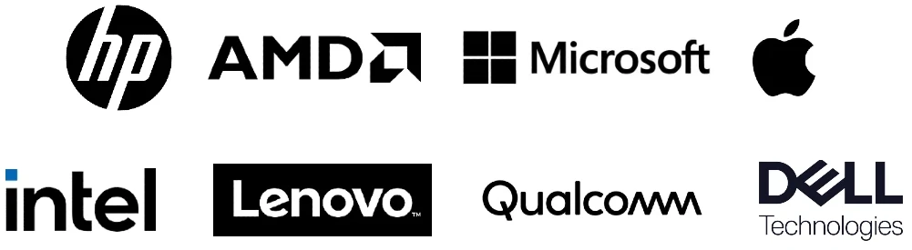 Cephable Partner Logos Listed are: HP, Microsoft, Intel, Apple, Lenovo, Qualcomm, Dell and AMD