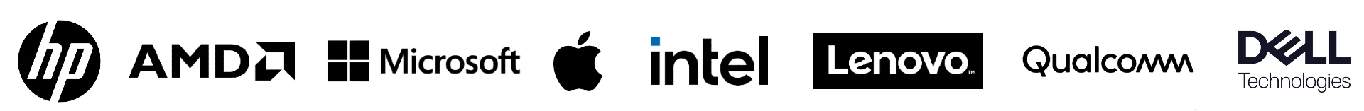 Cephable Partner Logos Listed are: HP, Microsoft, Intel, Apple, Lenovo, Qualcomm, Dell and AMD