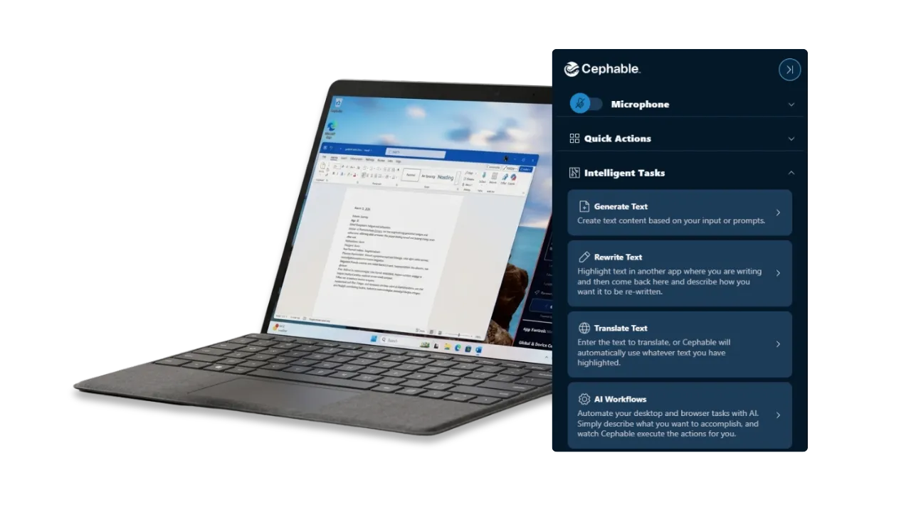 Visual of the Cephable desktop application